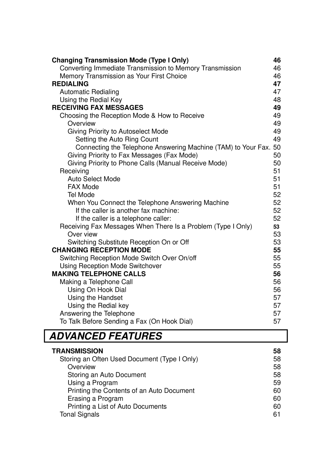 Ricoh 170 / 180 manual Changing Transmission Mode Type I Only, Receiving FAX Messages 