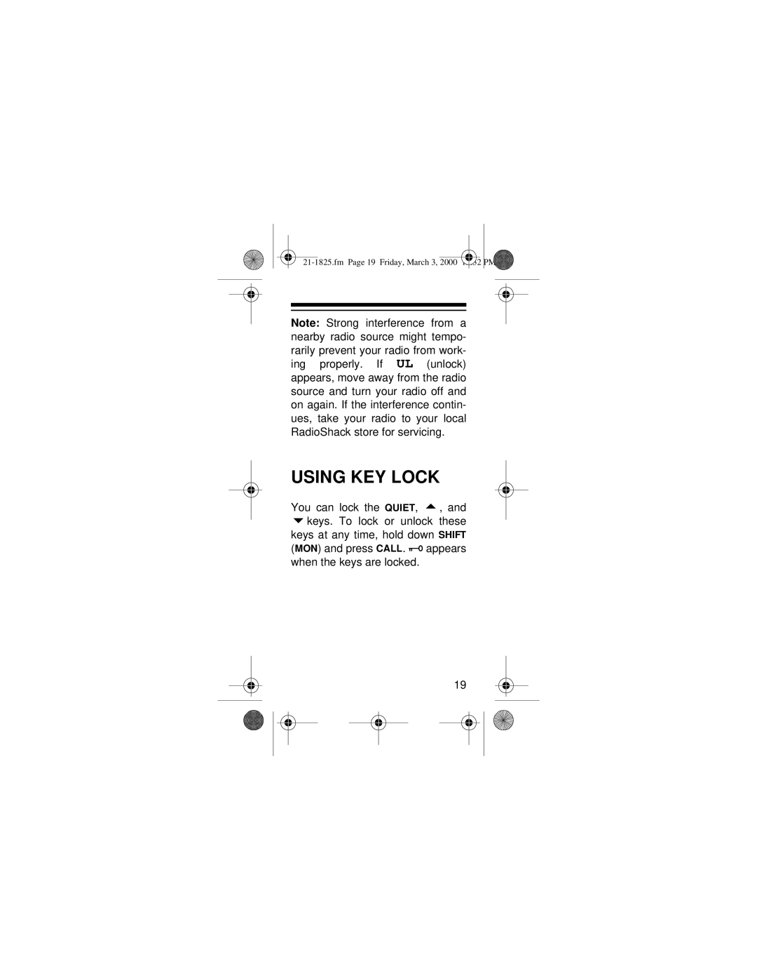 Ricoh 21-1825 owner manual Using KEY Lock 