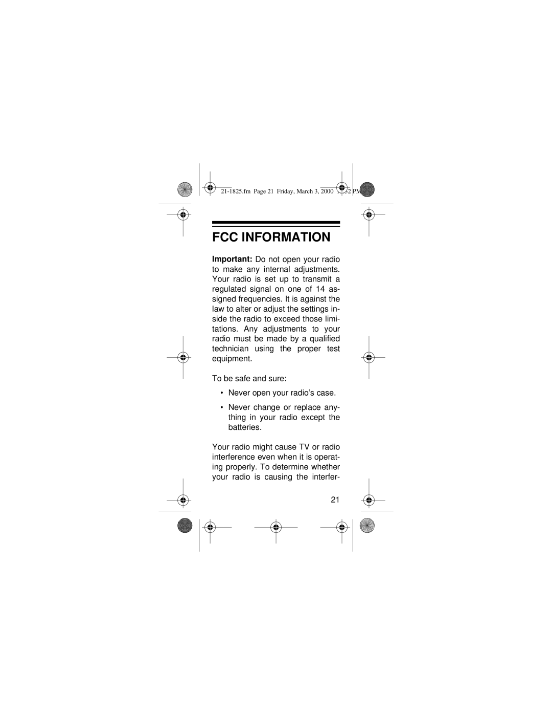 Ricoh 21-1825 owner manual FCC Information 