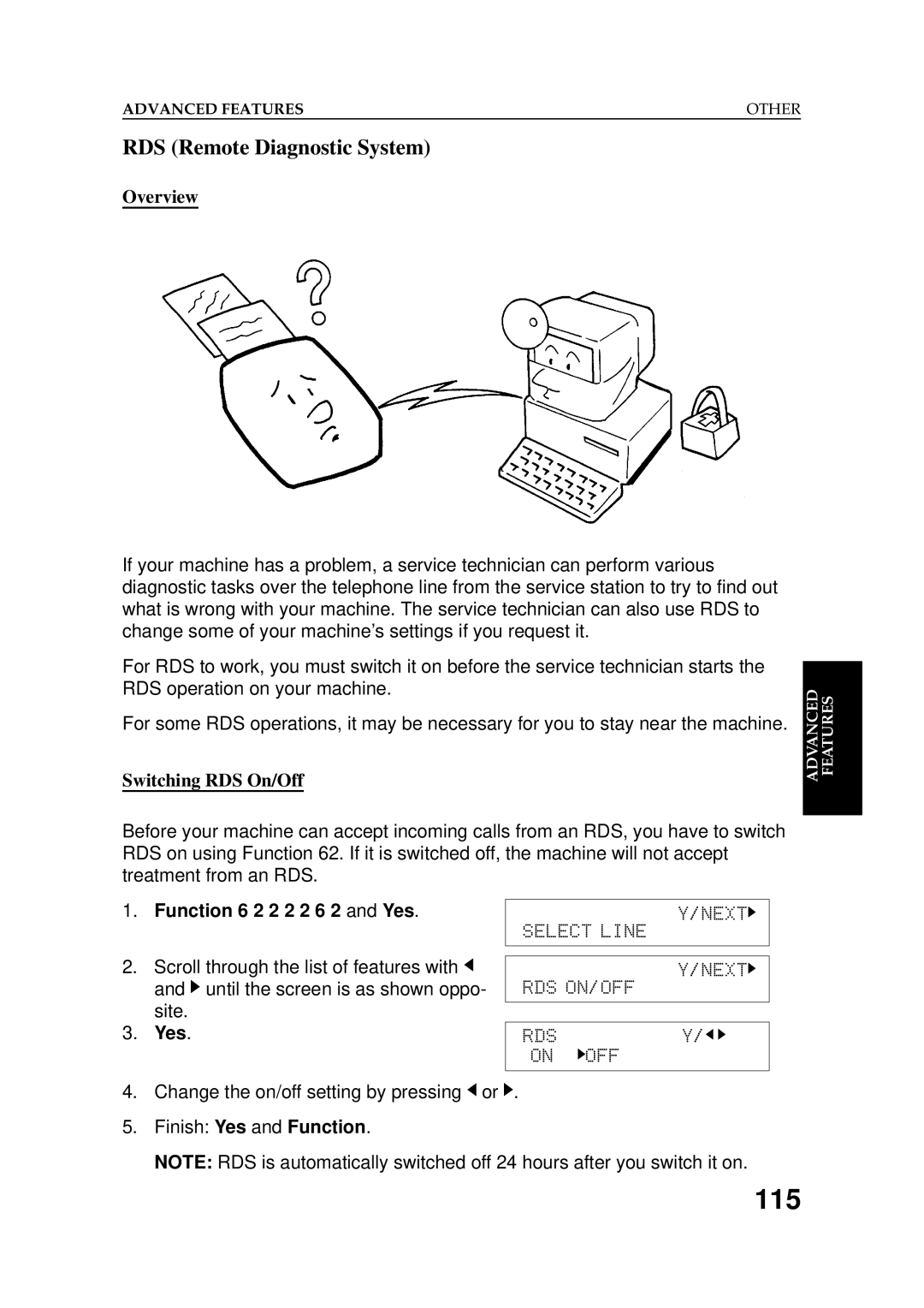 Ricoh 2400L manual 115, RDS Remote Diagnostic System 