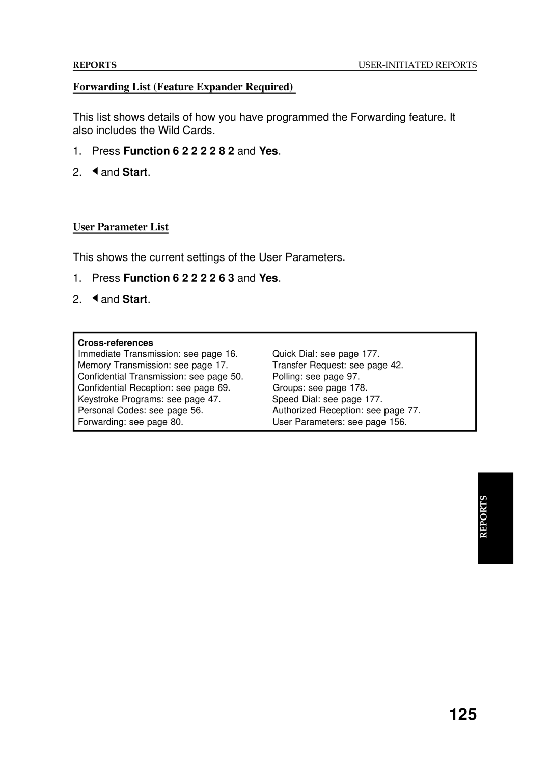 Ricoh 2400L 125, Forwarding List Feature Expander Required, Press Function 6 2 2 2 2 8 2 and Yes, User Parameter List 