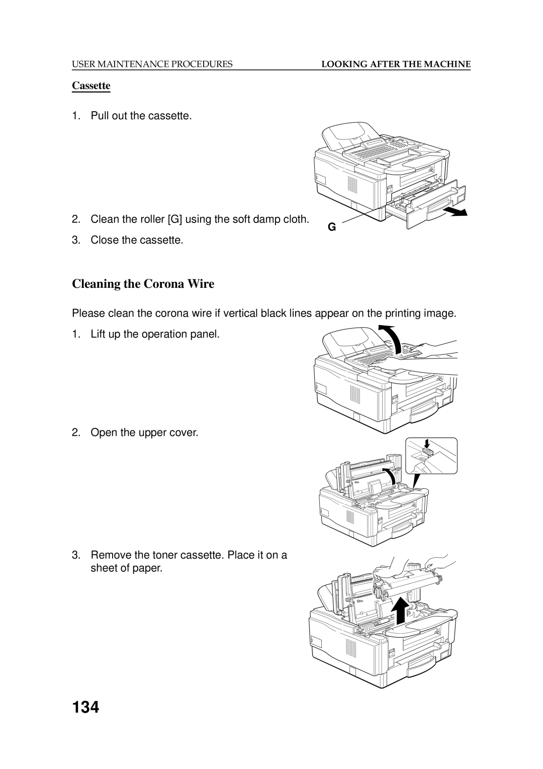 Ricoh 2400L manual 134, Cleaning the Corona Wire, Cassette 