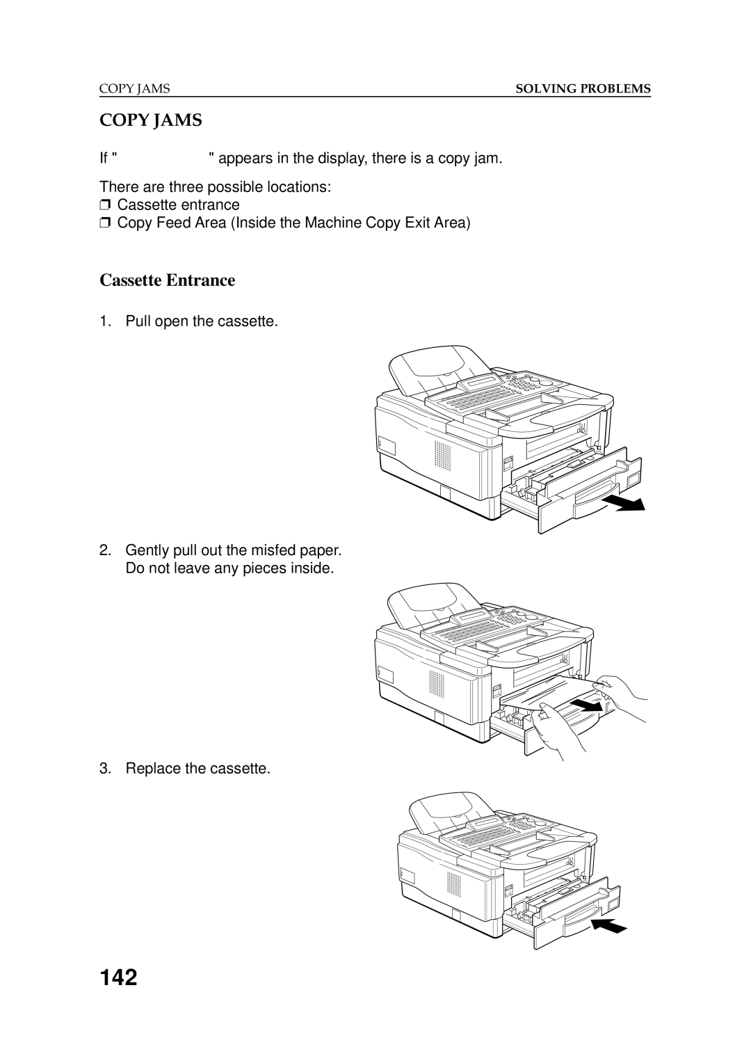 Ricoh 2400L manual 142, Copy Jams, Cassette Entrance 