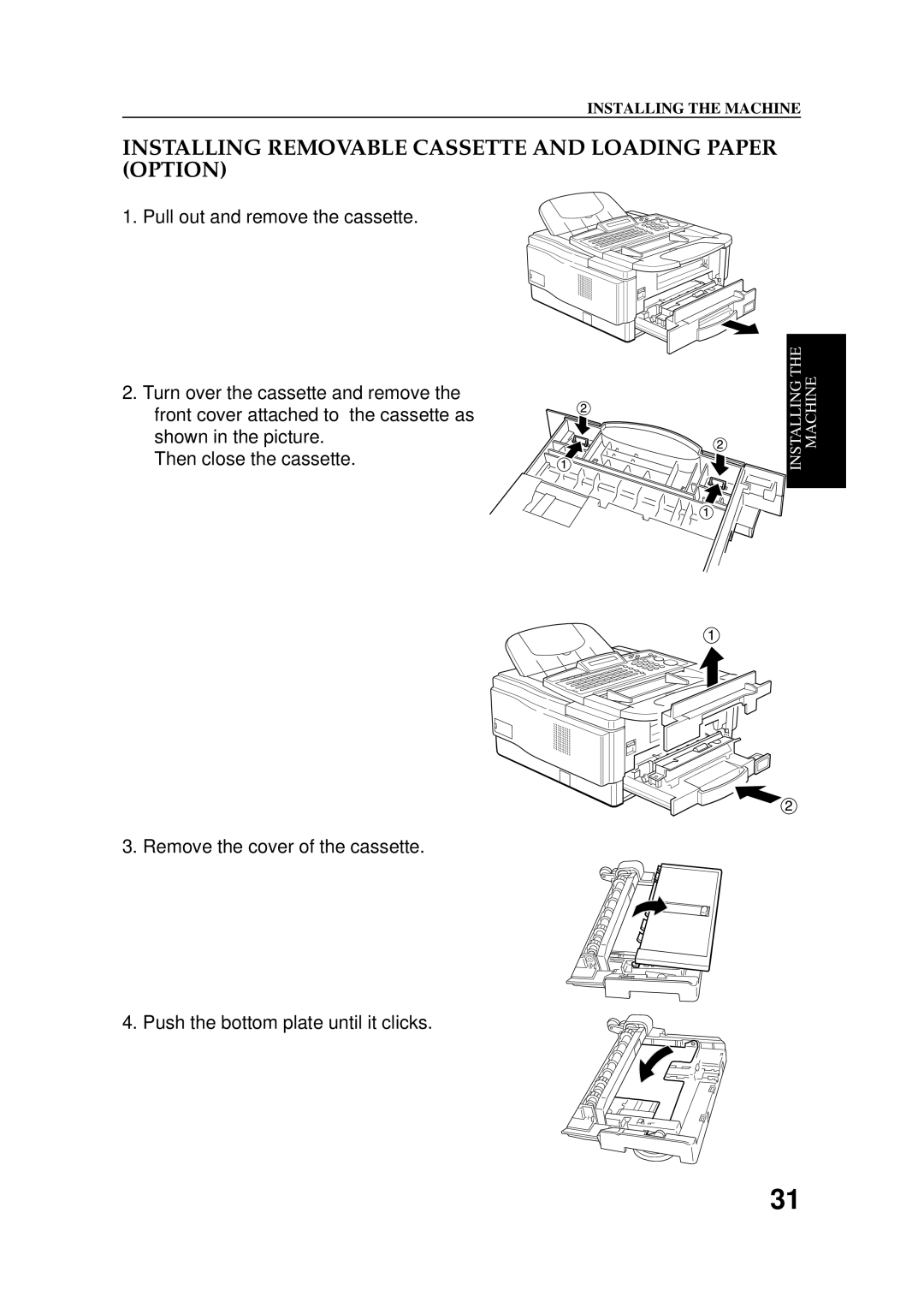 Ricoh 2400L manual Installing Removable Cassette and Loading Paper Option 