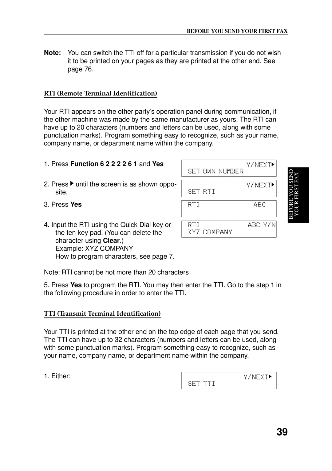 Ricoh 2400L manual Press Function 6 2 2 2 2 6 1 and Yes, TTI Transmit Terminal Identification 