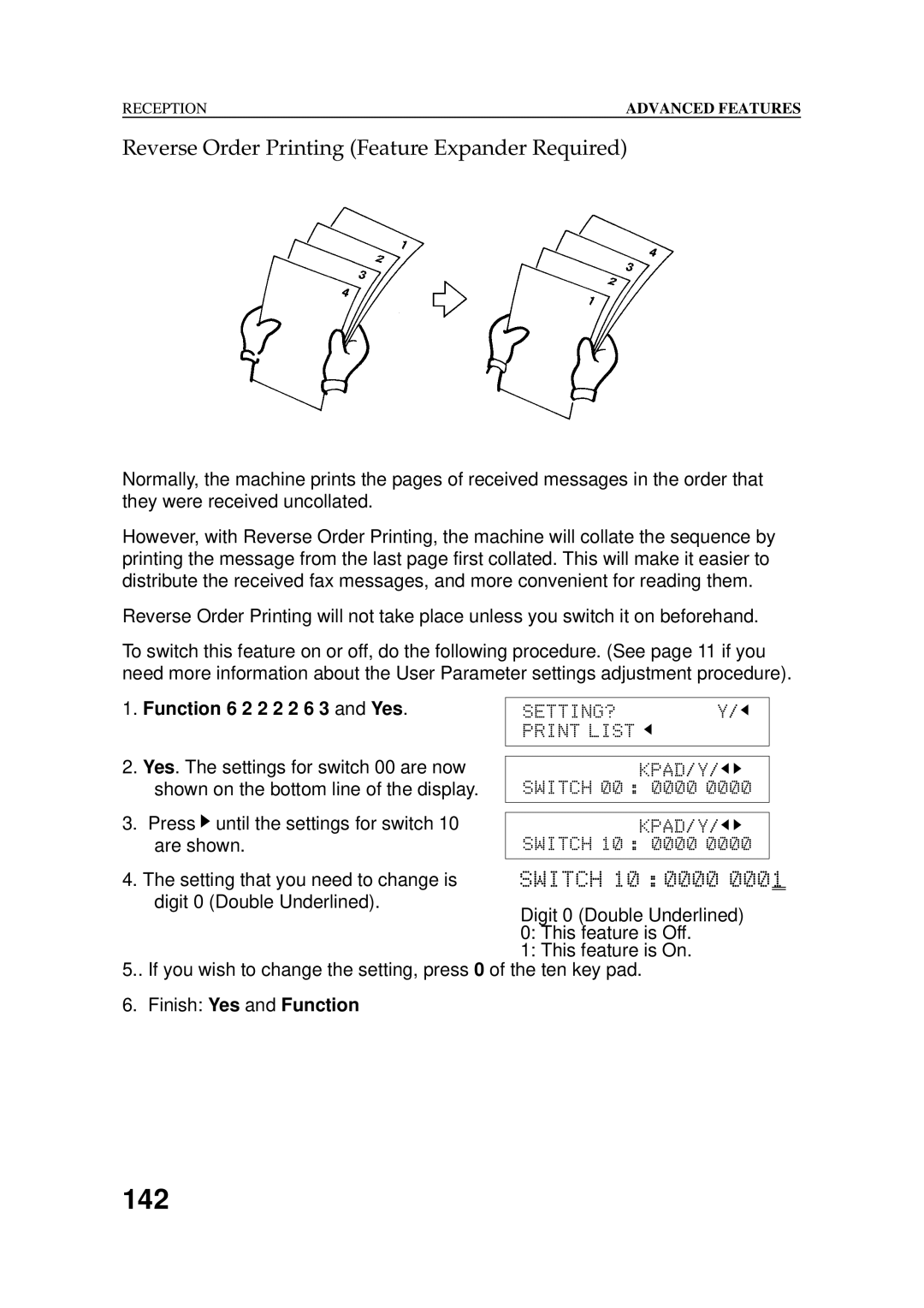 Ricoh 2400L manual Reverse Order Printing Feature Expander Required, Function 6 2 2 2 2 6 3 and Yes 