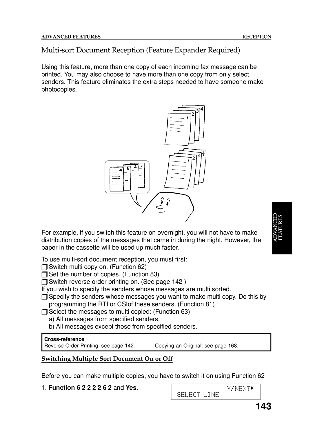 Ricoh 2400L manual Multi-sort Document Reception Feature Expander Required, Switching Multiple Sort Document On or Off 