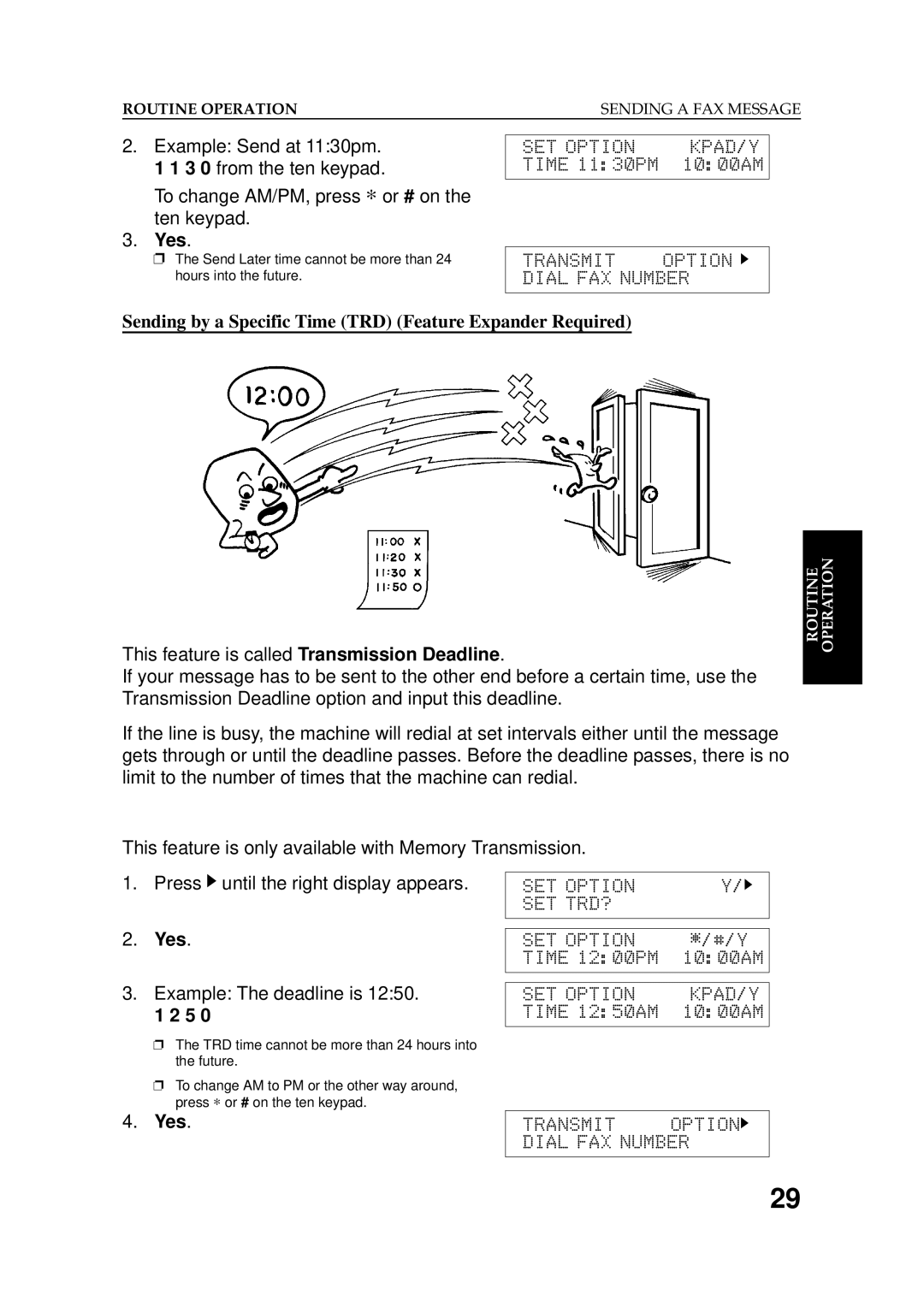 Ricoh 2400L manual Setoption, Sending by a Specific Time TRD Feature Expander Required 