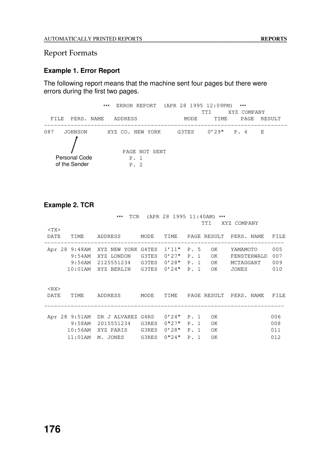 Ricoh 2400L manual 176, Report Formats 