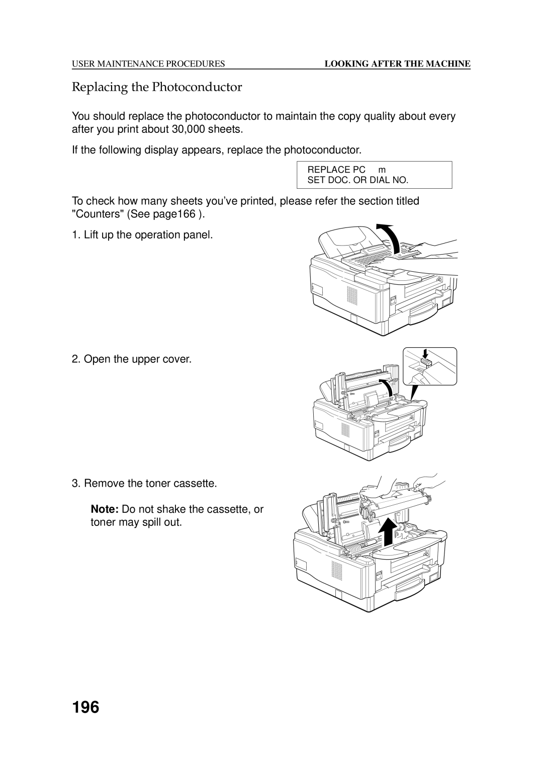 Ricoh 2400L manual 196, Replacing the Photoconductor 