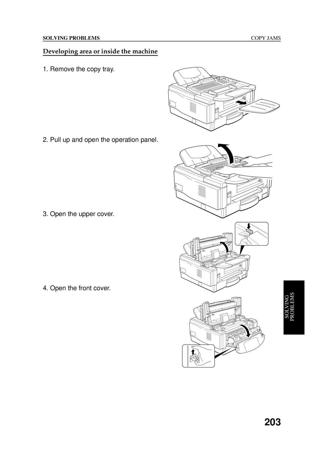 Ricoh 2400L manual 203, Developing area or inside the machine 