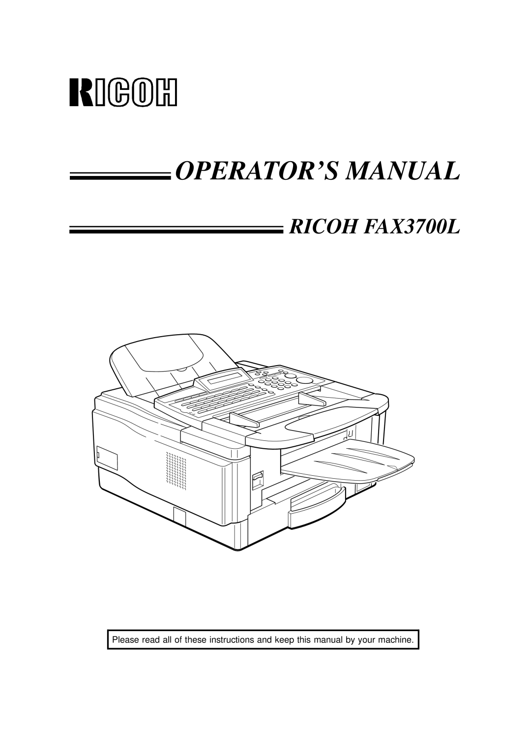 Ricoh 2400L manual Ricoh FAX3700L 