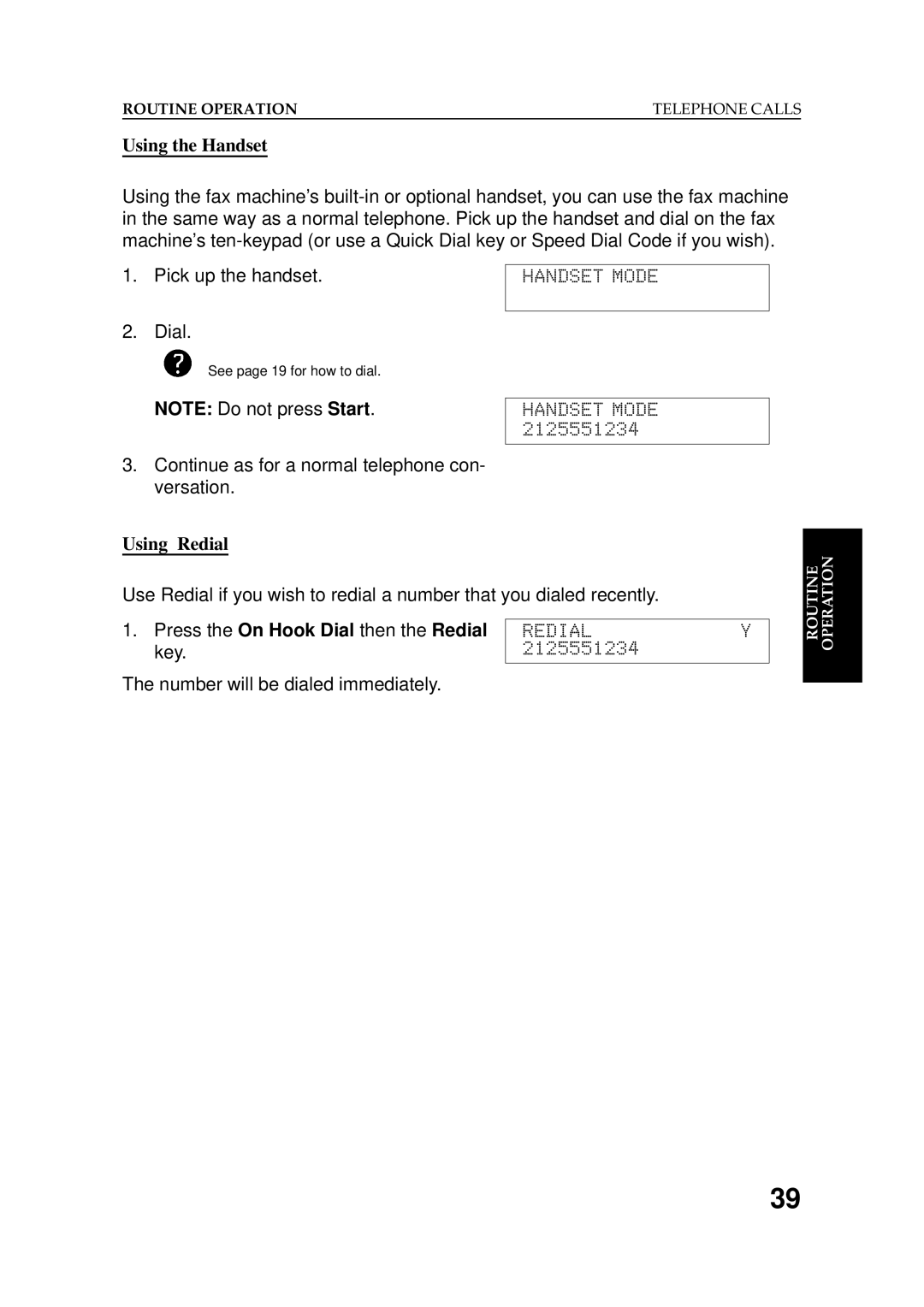 Ricoh 2400L manual Using the Handset, Using Redial 