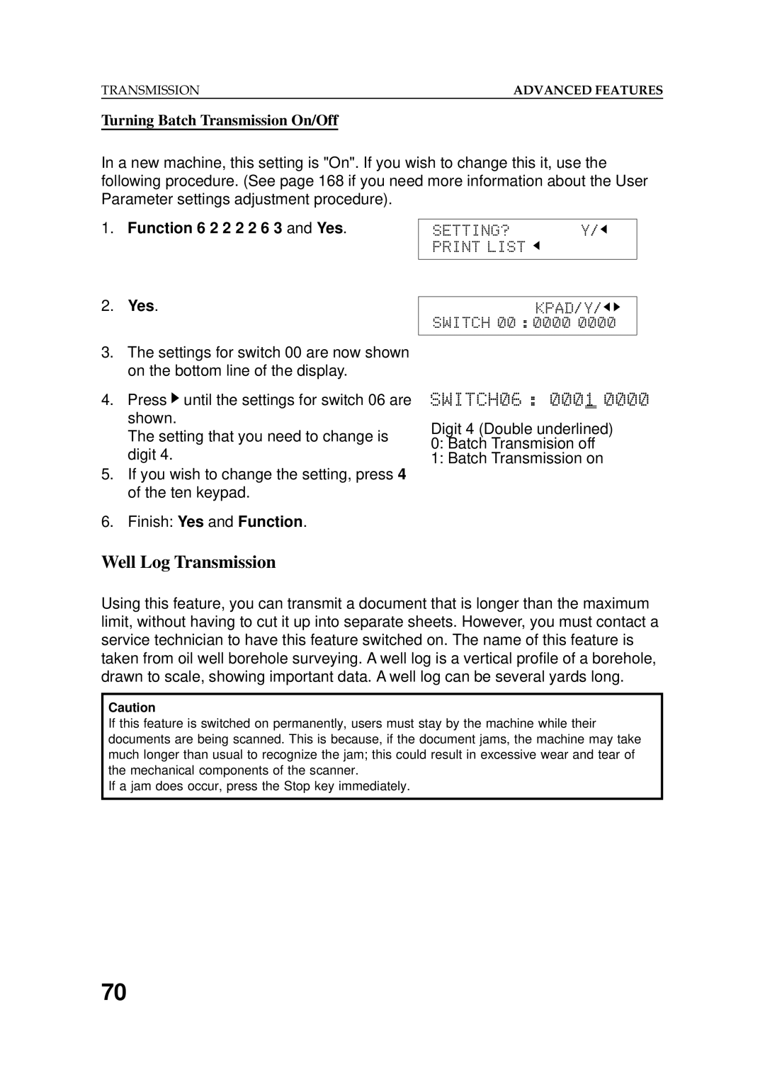 Ricoh 2400L manual Turning Batch Transmission On/Off, Function 6 2 2 2 2 6 3 and Yes 