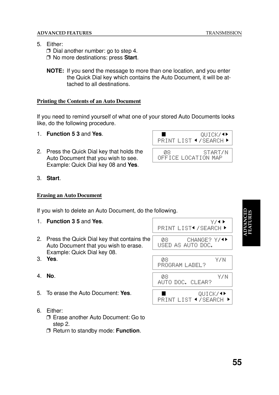 Ricoh 2400L manual Printing the Contents of an Auto Document, Function 5 3 and Yes 