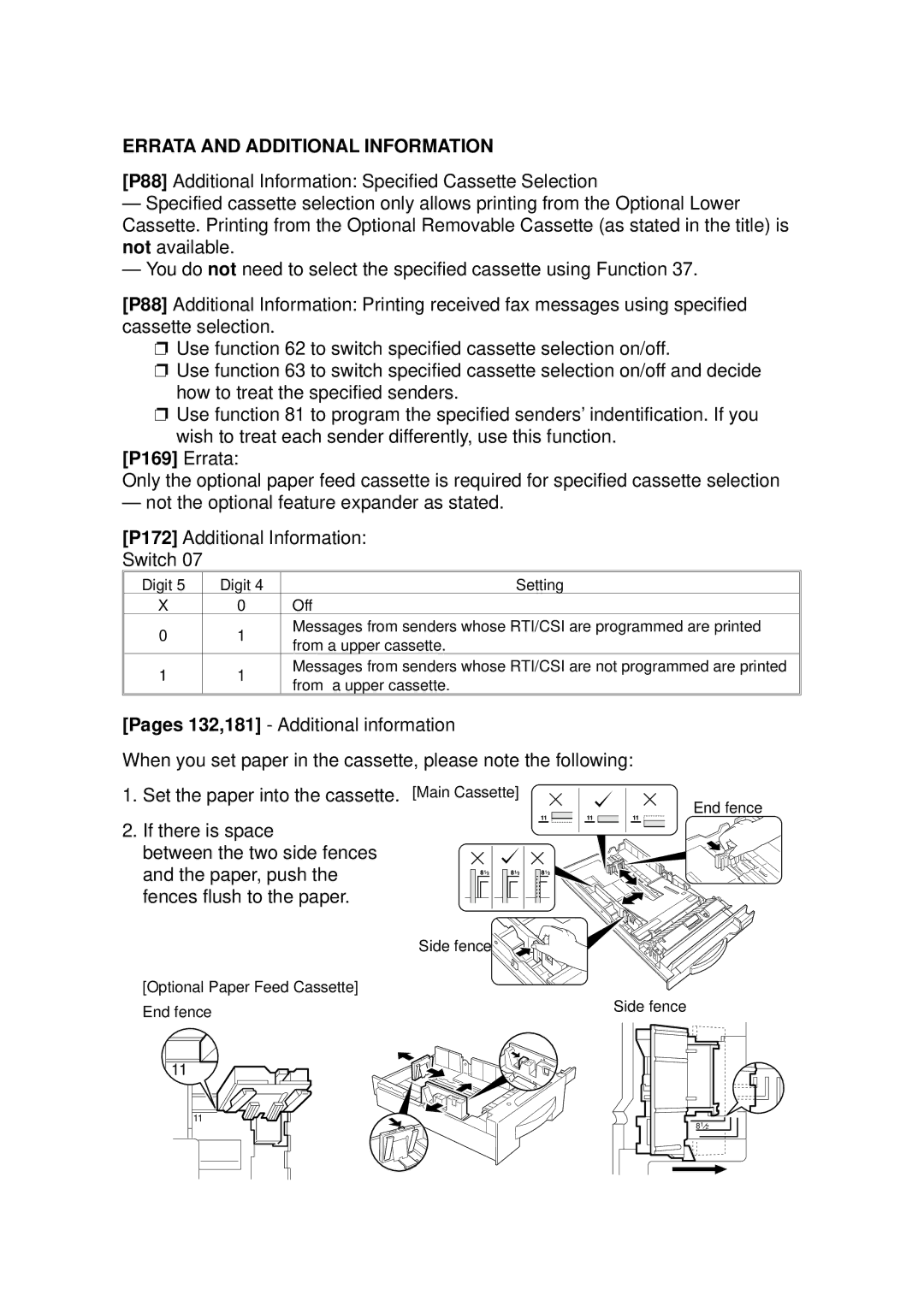 Ricoh 2400L manual Errata and Additional Information, P169 Errata 