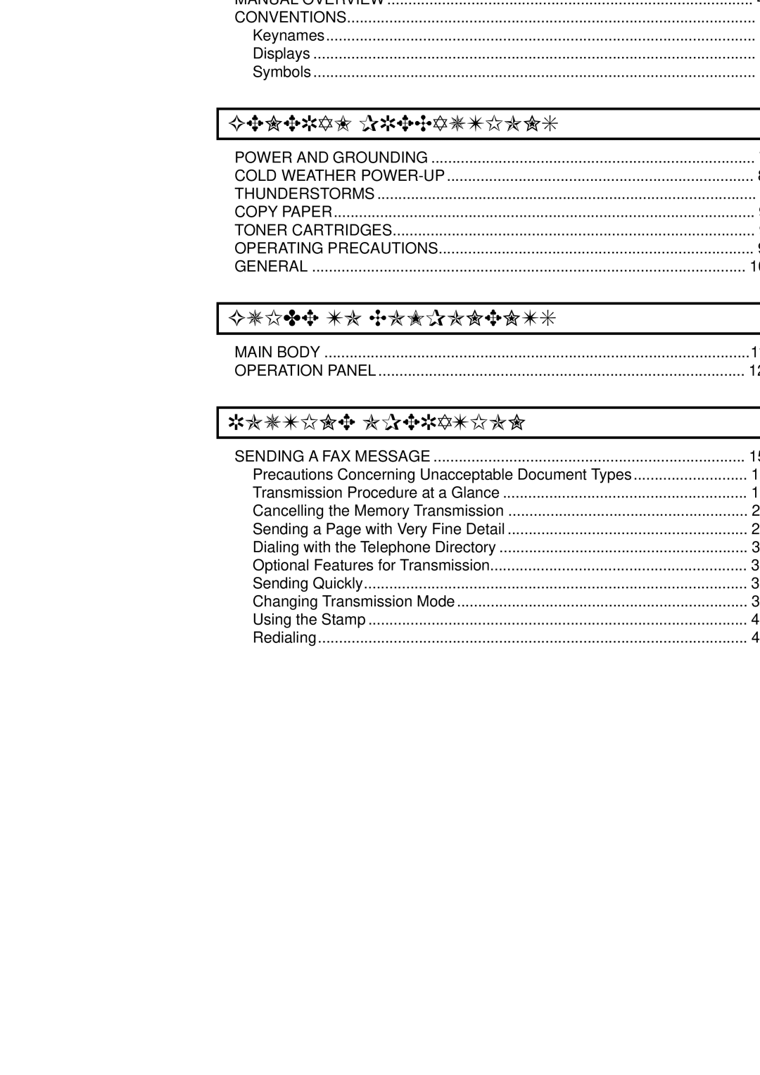 Ricoh 2400L manual Table of Contents 