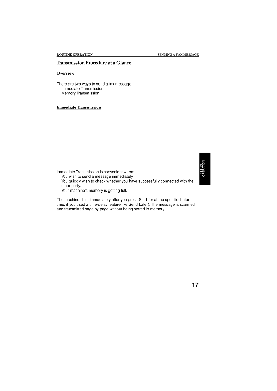 Ricoh 2400L manual Transmission Procedure at a Glance, Immediate Transmission 