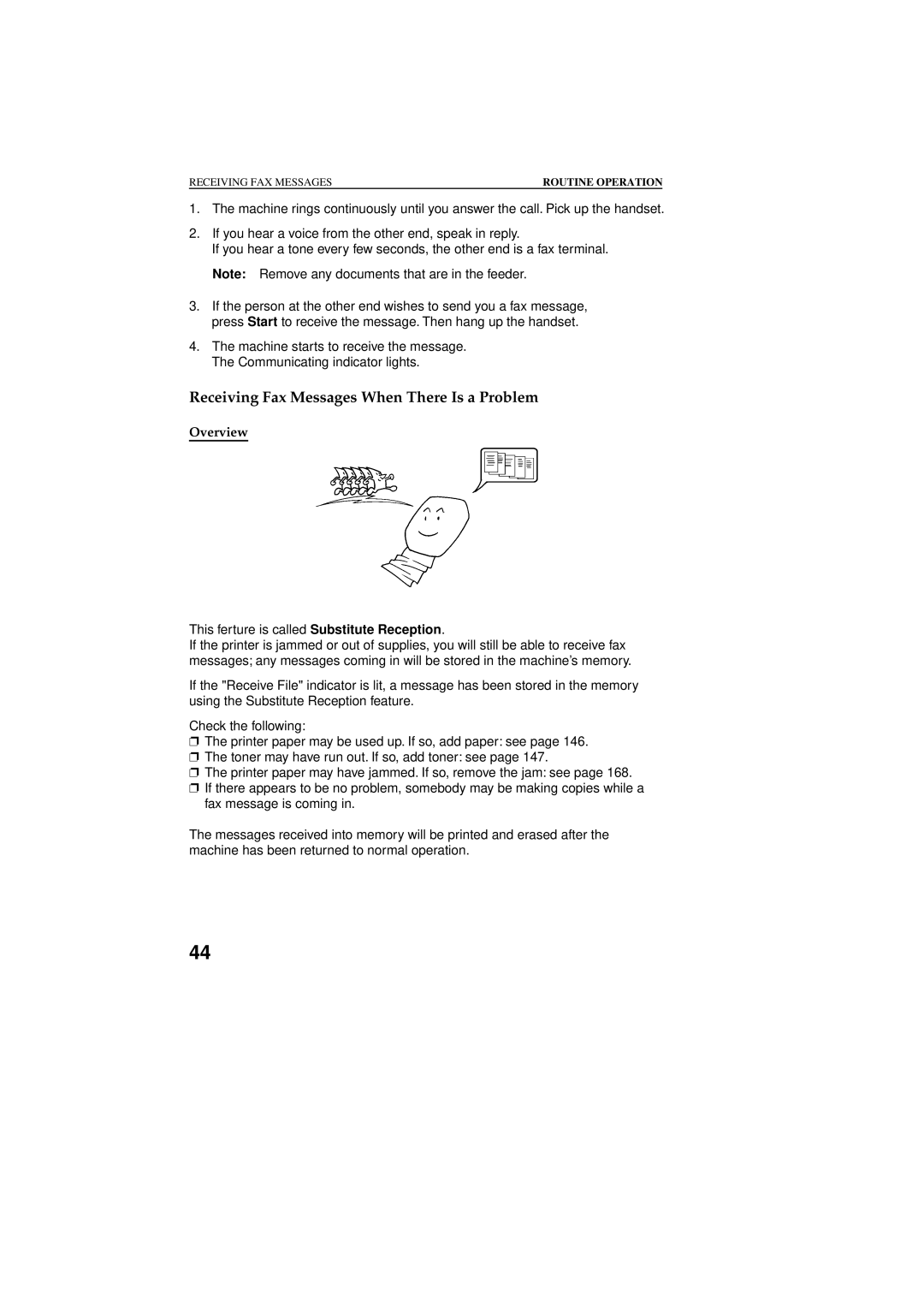 Ricoh 2400L manual Receiving Fax Messages When There Is a Problem 