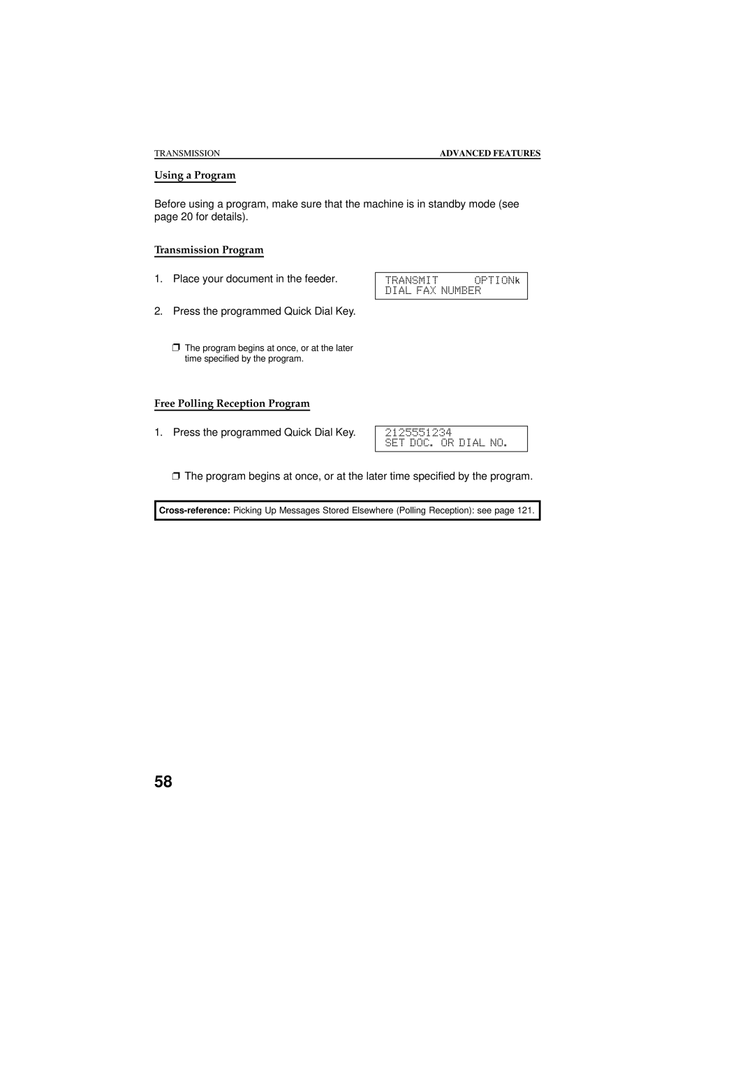 Ricoh 2400L manual Transmission Program, Free Polling Reception Program 