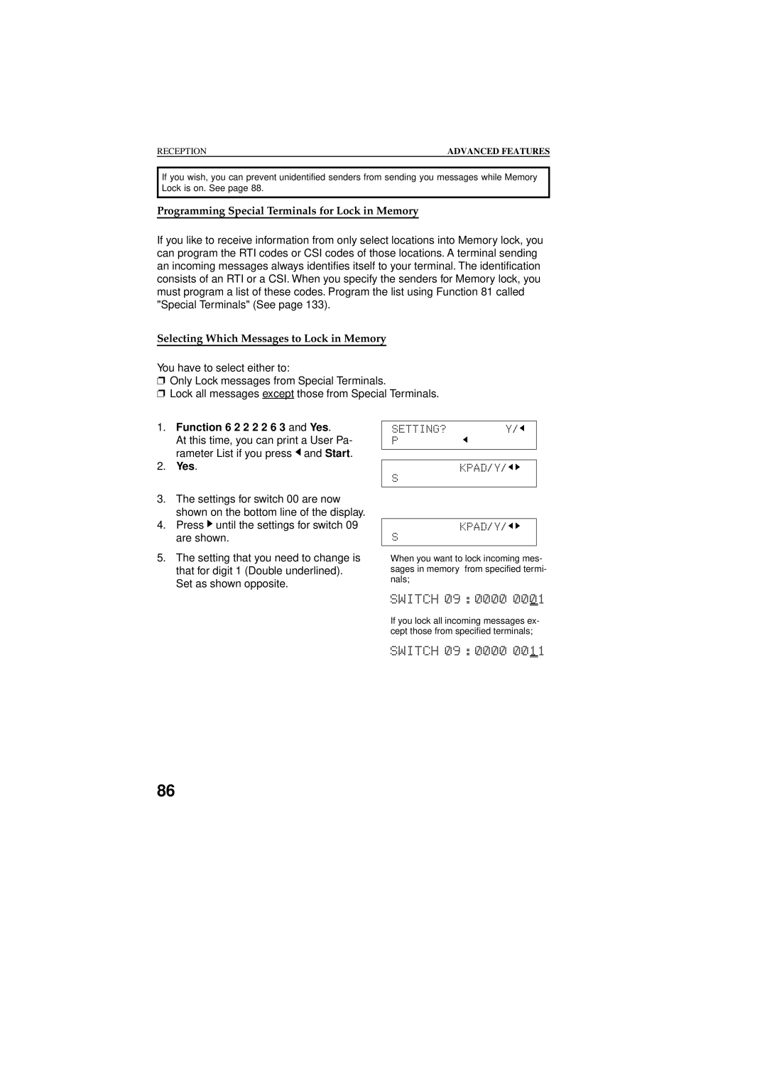 Ricoh 2400L manual ##$########, Programming Special Terminals for Lock in Memory 