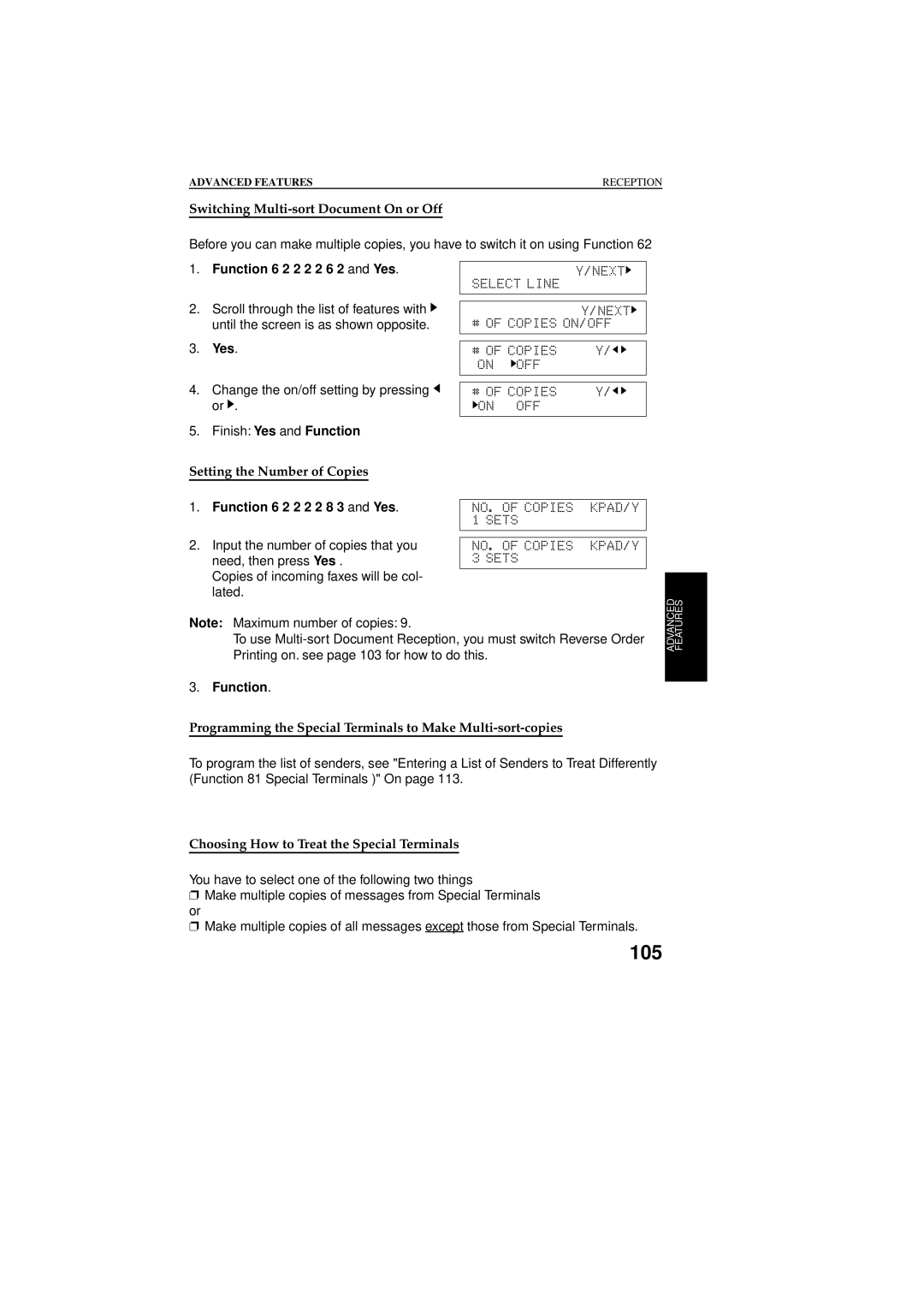 Ricoh 2400L manual Switching Multi-sort Document On or Off, Programming the Special Terminals to Make Multi-sort-copies 