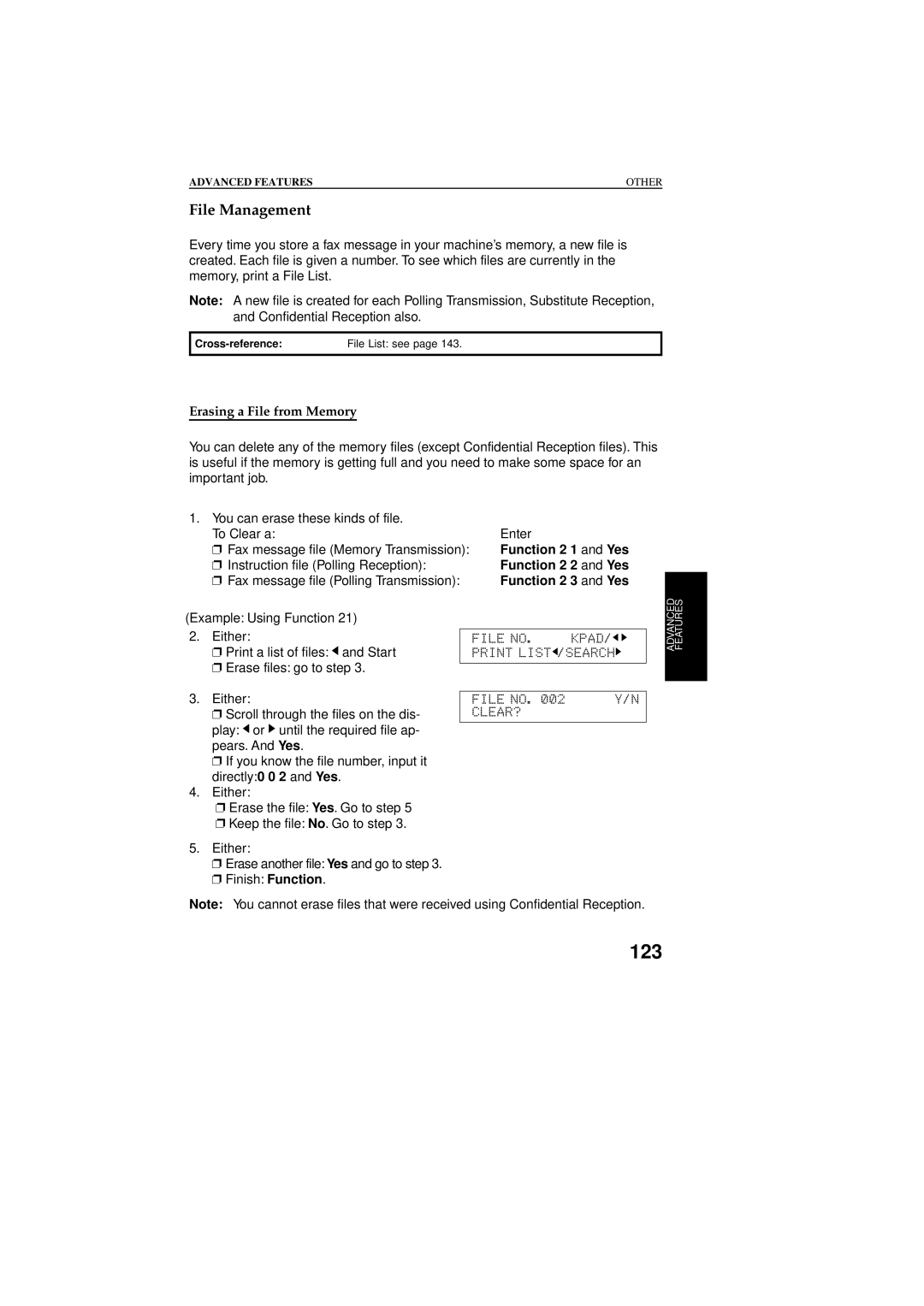 Ricoh 2400L manual File Management, Function 2 3 and Yes 