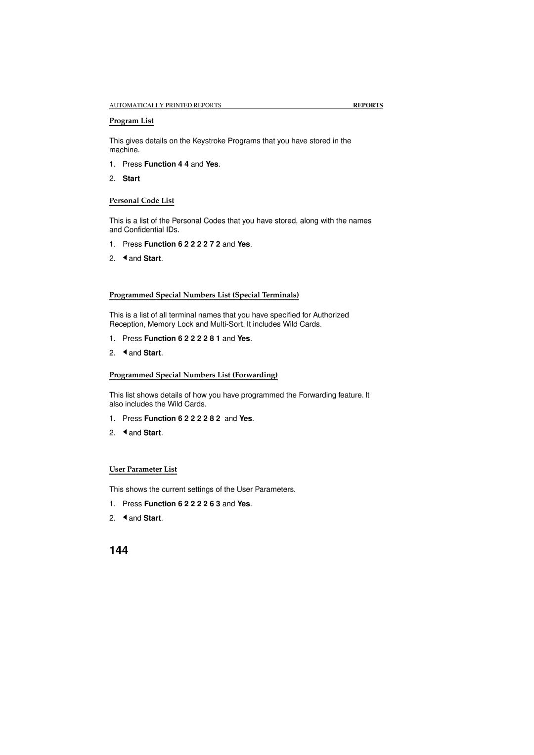Ricoh 2400L manual Program List, Press Function 4 4 and Yes Start, Programmed Special Numbers List Special Terminals 