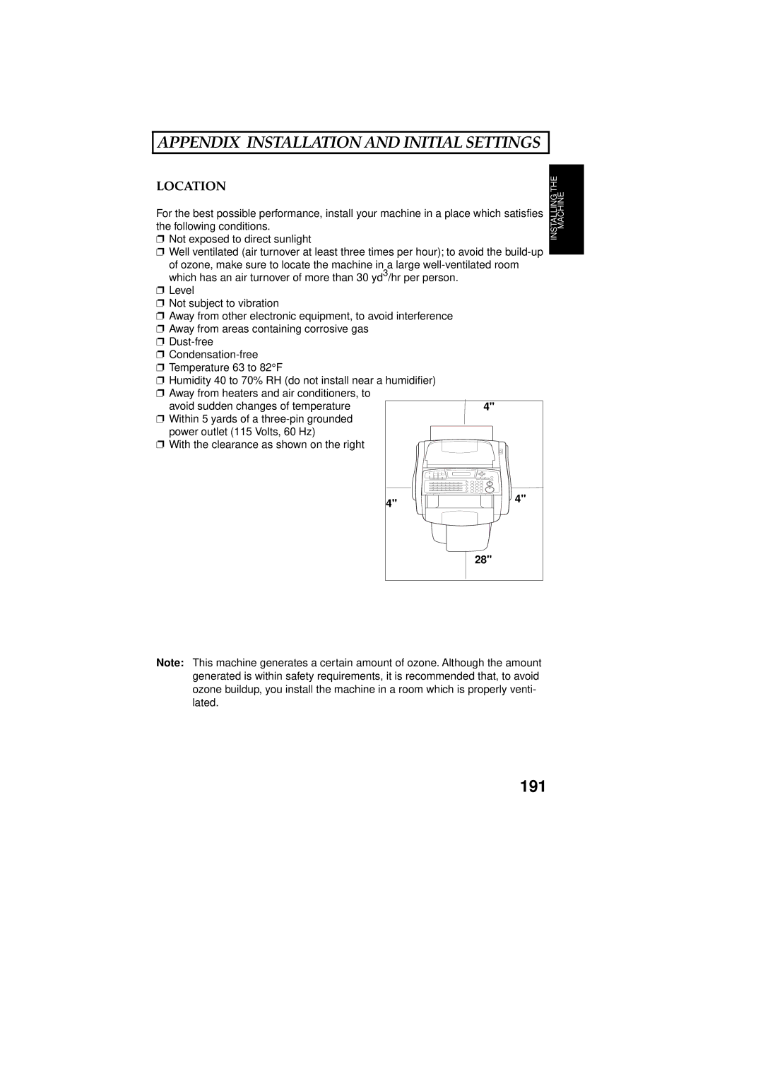 Ricoh 2400L manual Appendix Installation and Initial Settings 