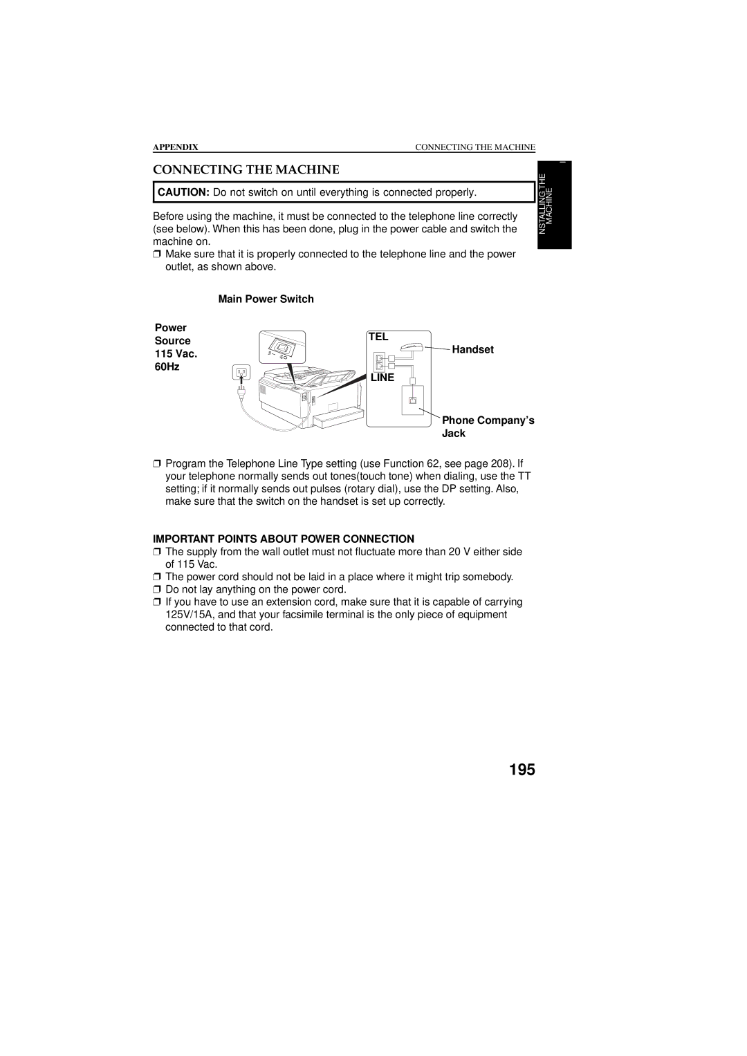 Ricoh 2400L manual Line, Phone Company’s Jack 