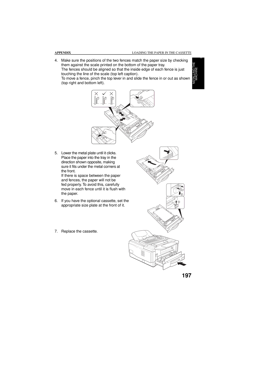 Ricoh 2400L manual Appendix Loading the Paper in the Cassette 