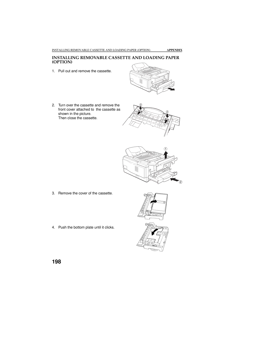 Ricoh 2400L manual Installing Removable Cassette and Loading Paper Option 