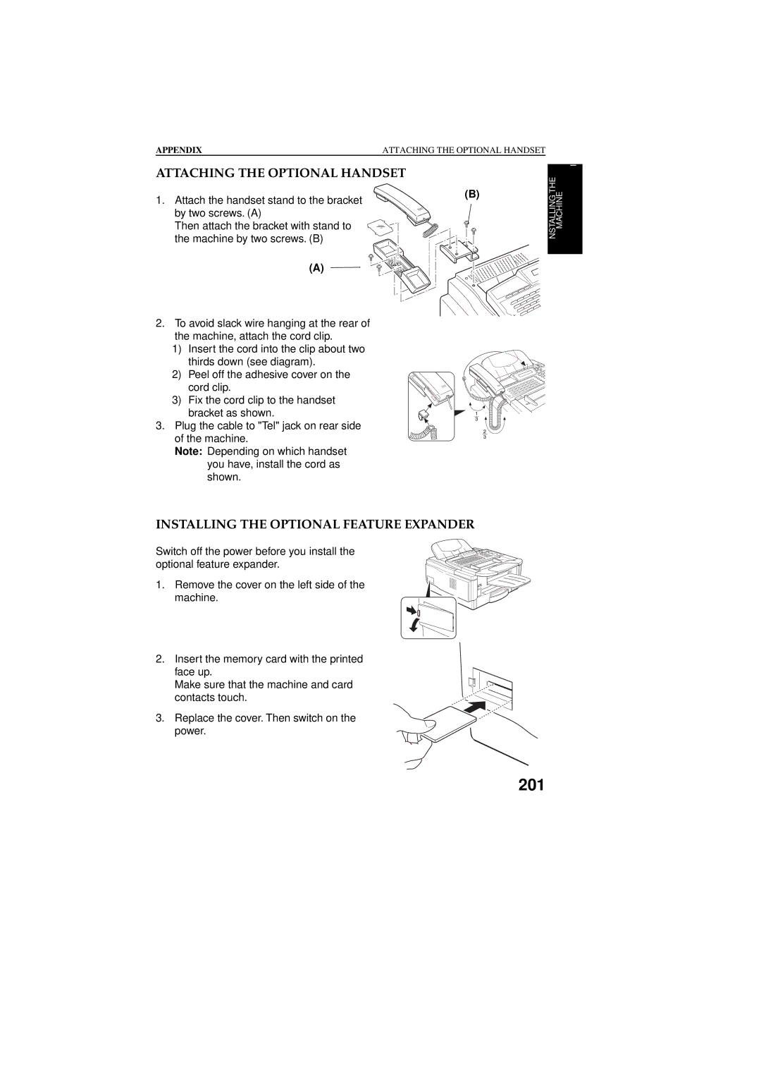 Ricoh 2400L manual Appendix Attaching the Optional Handset 