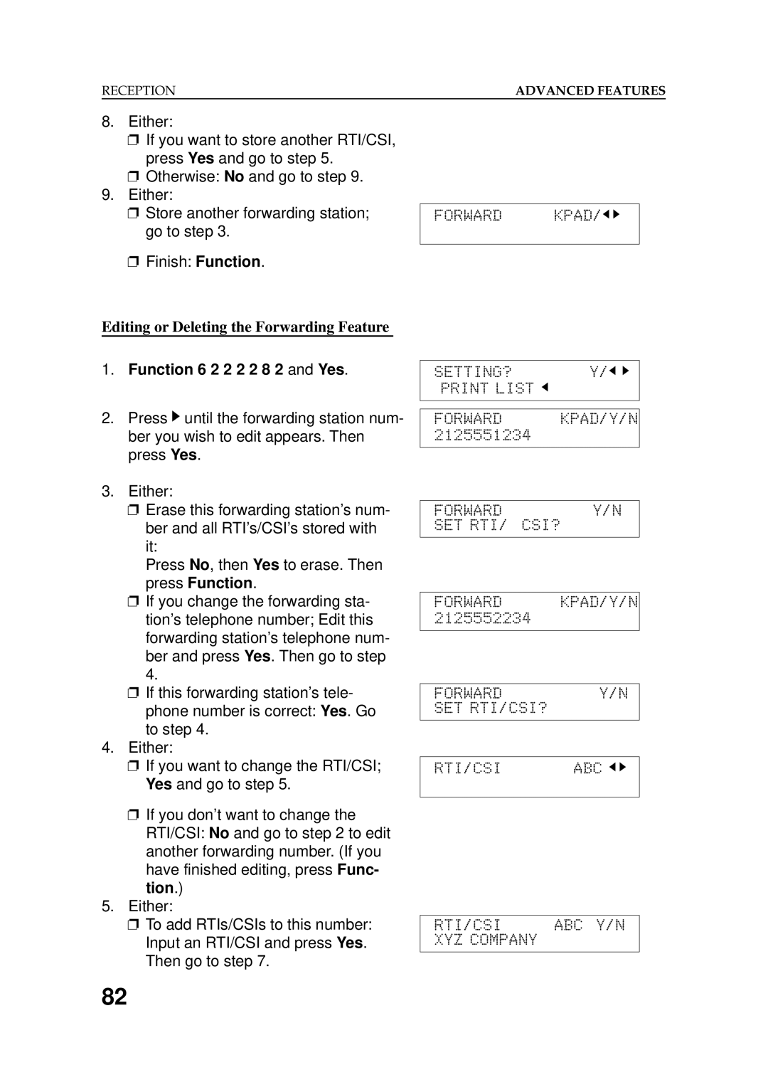 Ricoh 2400L manual Editing or Deleting the Forwarding Feature, Press Function, Tion 