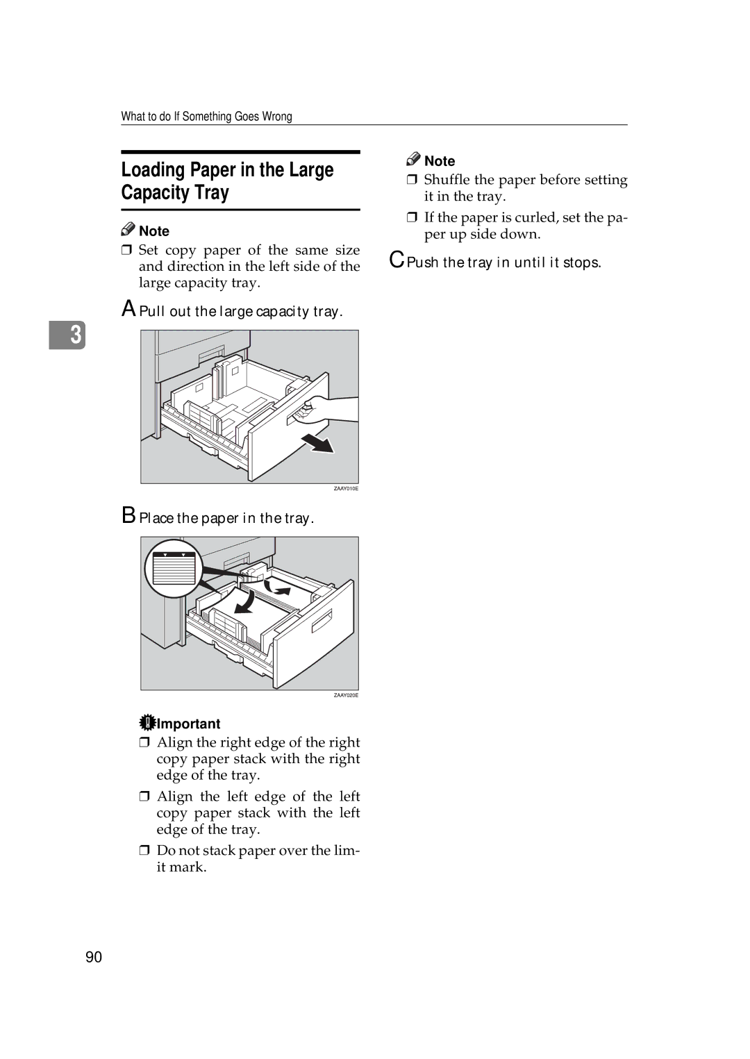 Ricoh 270, 220 operating instructions Loading Paper in the Large Capacity Tray, Pull out the large capacity tray 