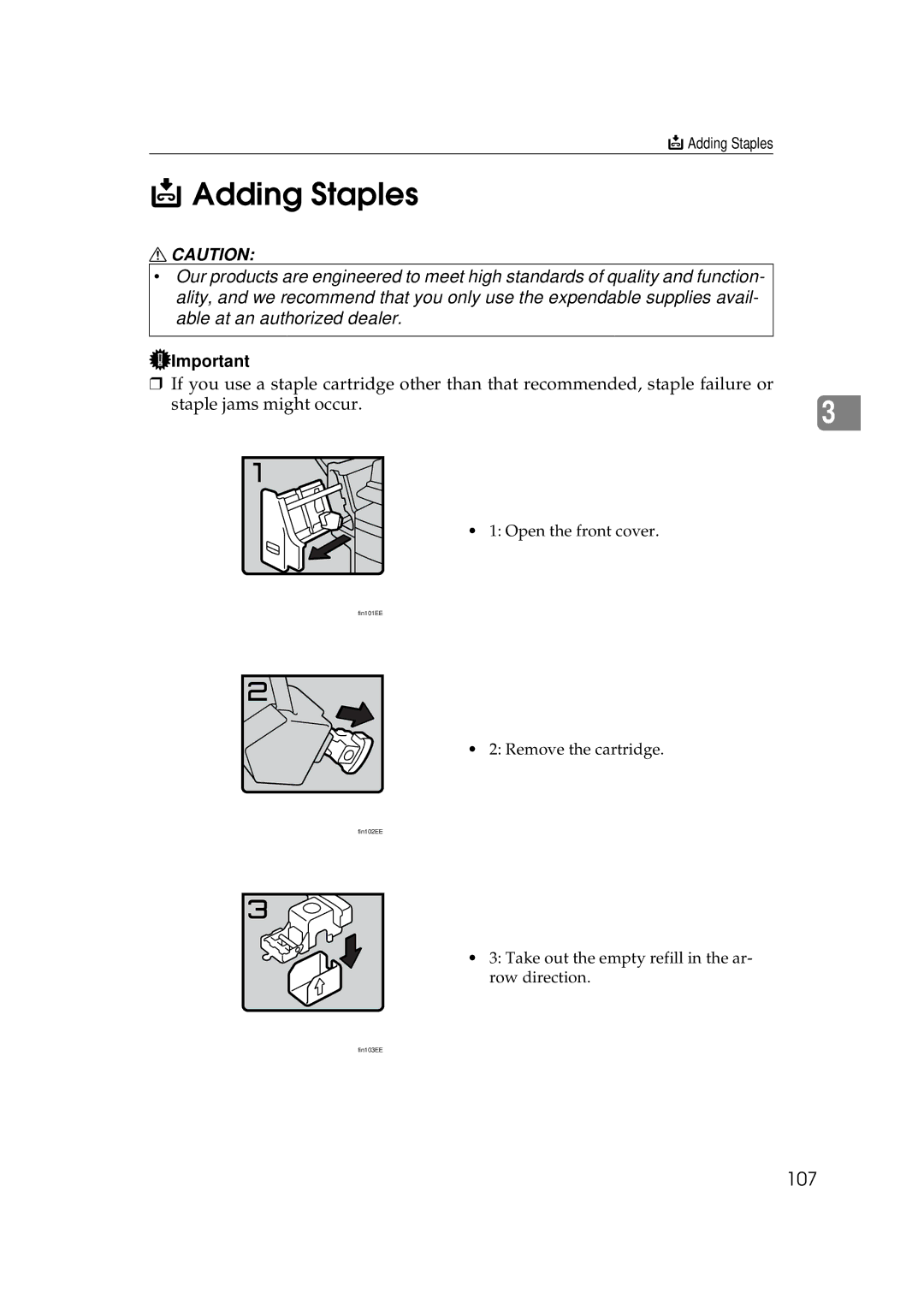 Ricoh 220, 270 operating instructions Adding Staples, 107 