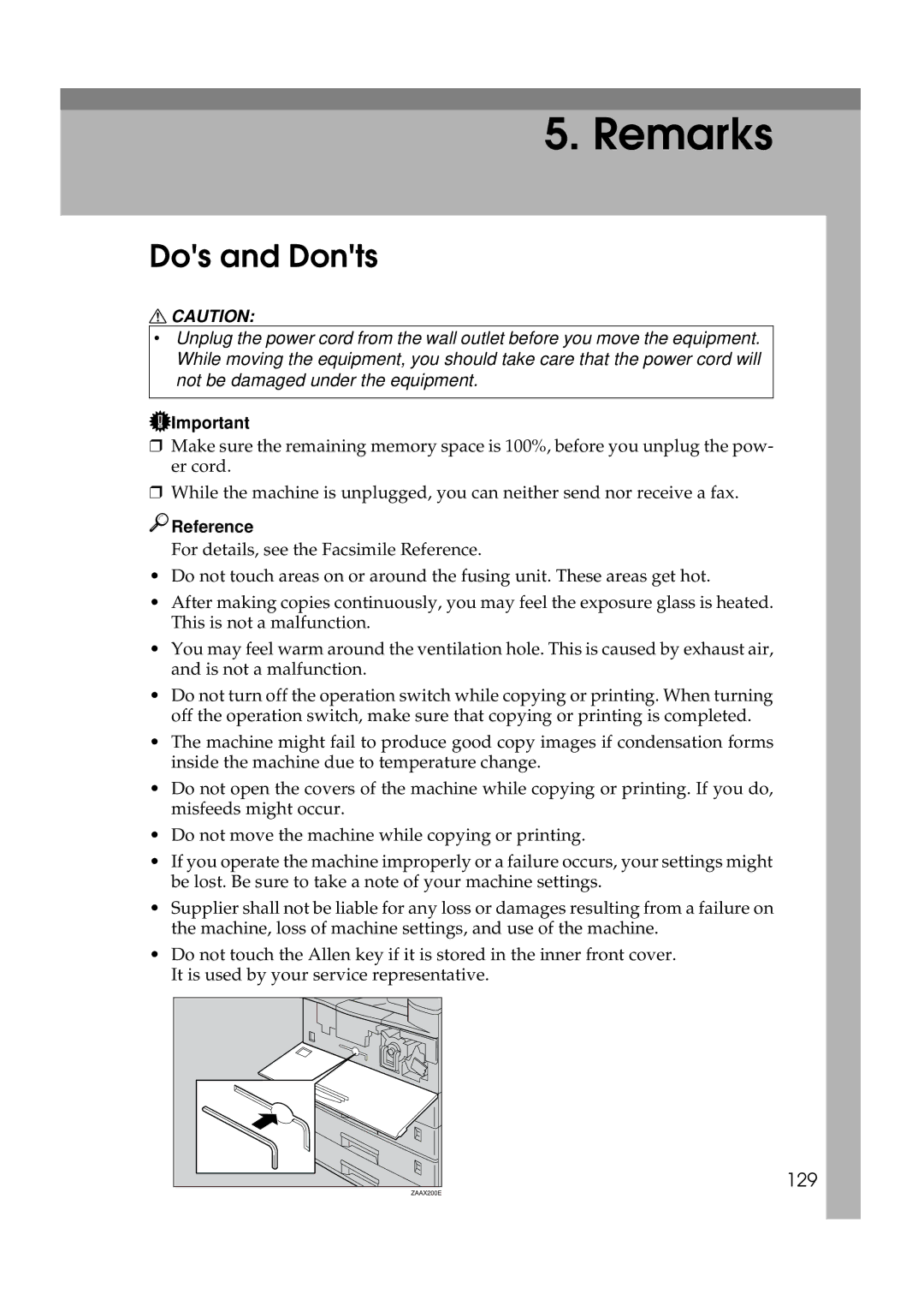 Ricoh 220, 270 operating instructions Dos and Donts, 129 