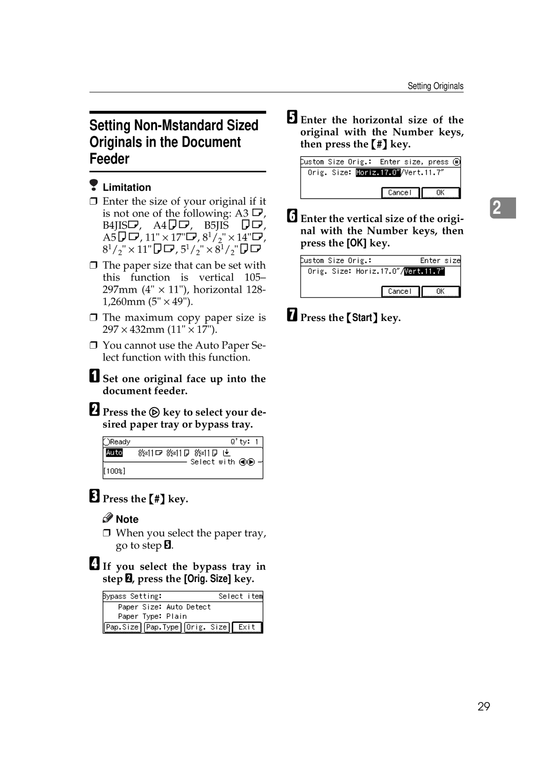 Ricoh 220, 270 operating instructions Originals in the Document Feeder 