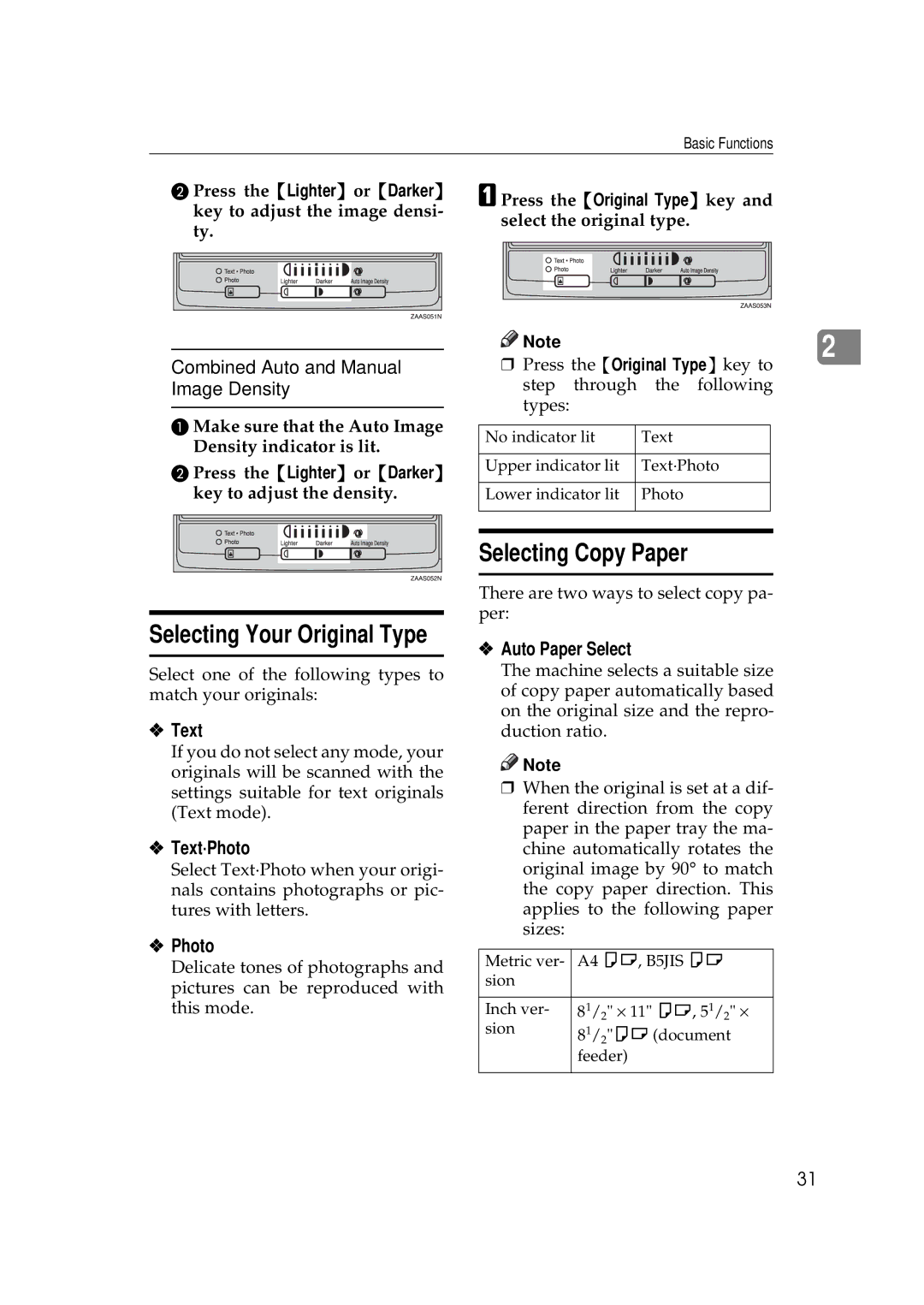 Ricoh 220, 270 operating instructions Selecting Copy Paper, Text·Photo, Auto Paper Select 