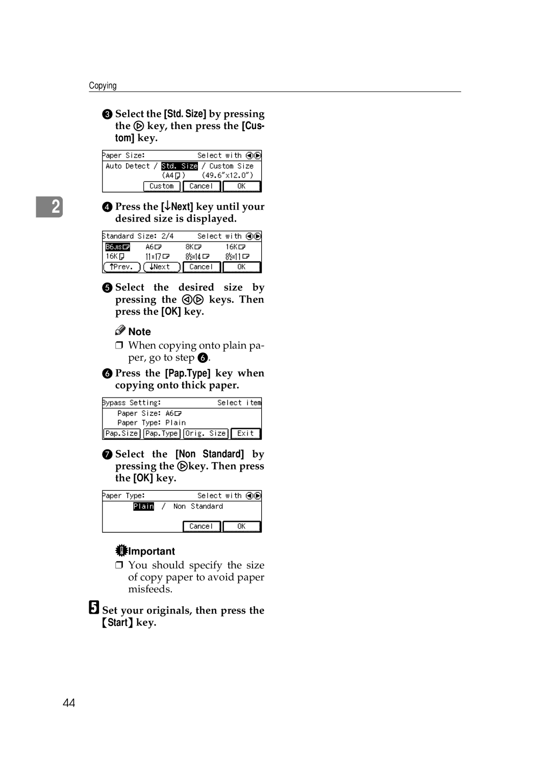 Ricoh 270, 220 operating instructions Set your originals, then press the Start key 