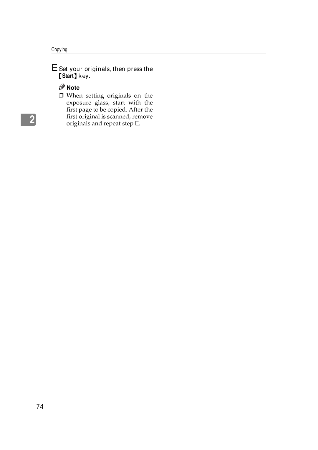 Ricoh 270, 220 operating instructions Set your originals, then press the Start key 