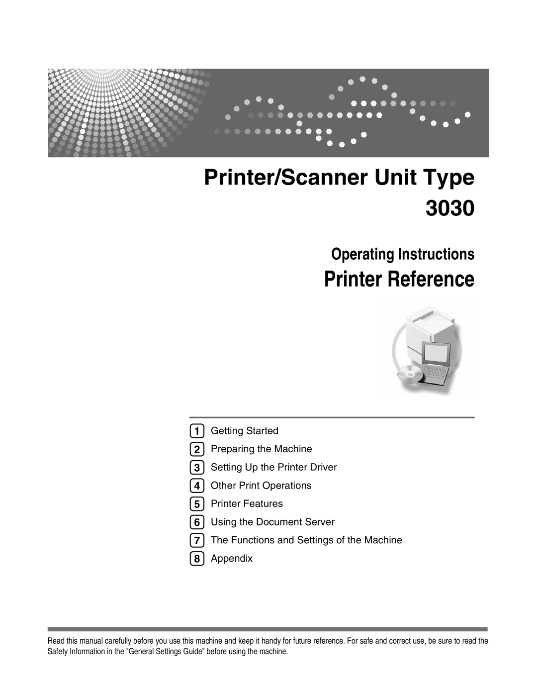 Ricoh 3030 appendix Printer/Scanner Unit Type 