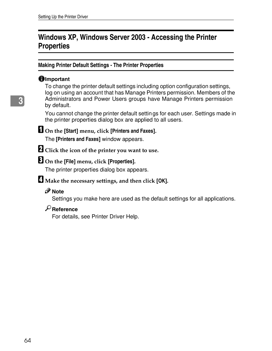 Ricoh 3030 appendix Making Printer Default Settings The Printer Properties 