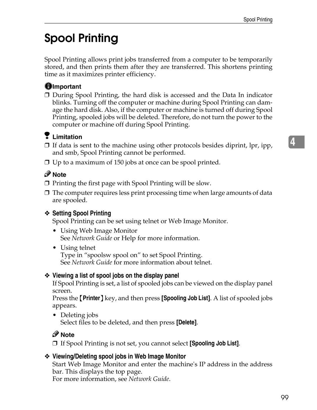 Ricoh 3045 appendix Setting Spool Printing, Viewing a list of spool jobs on the display panel 