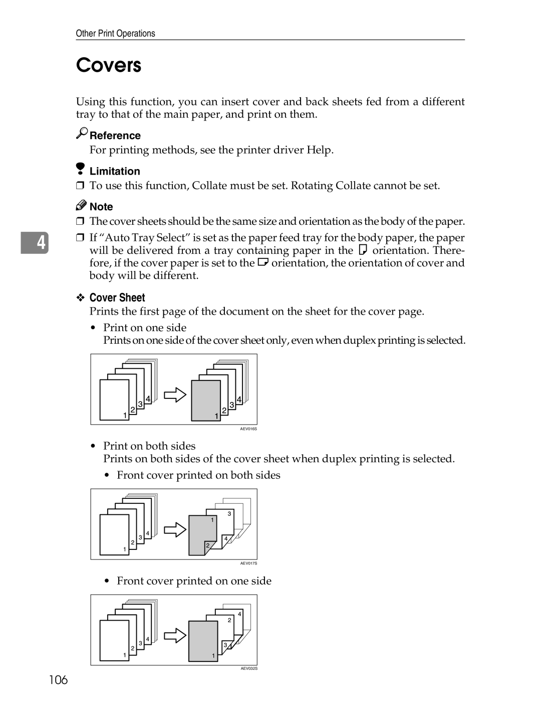 Ricoh 3045 appendix Covers, Cover Sheet, 106 