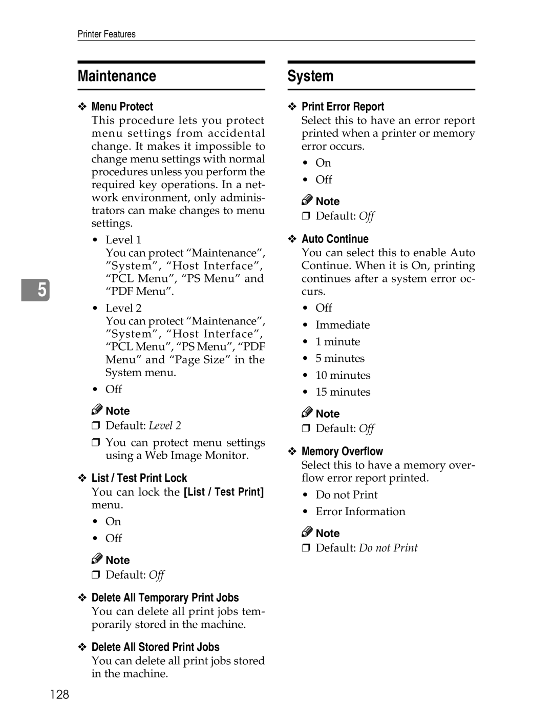 Ricoh 3045 appendix Maintenance, System 