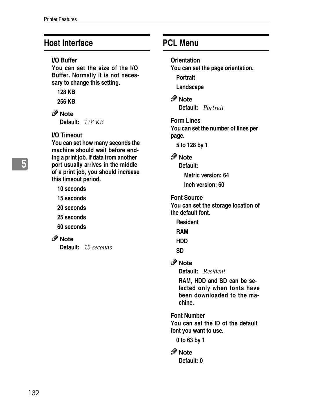 Ricoh 3045 appendix Host Interface PCL Menu 