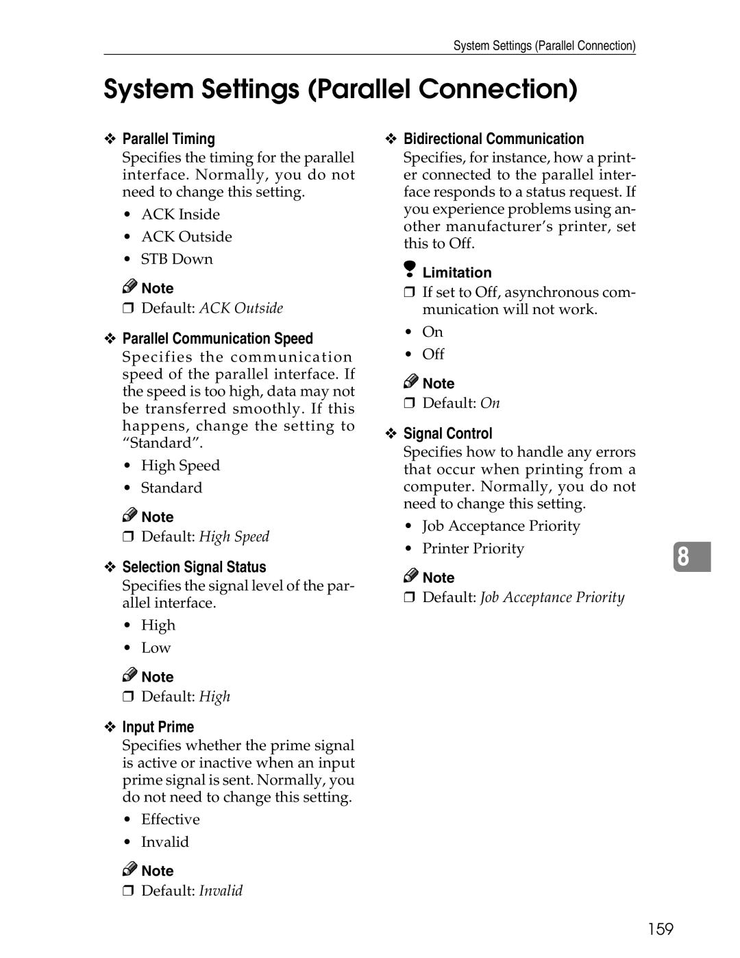 Ricoh 3045 appendix System Settings Parallel Connection 