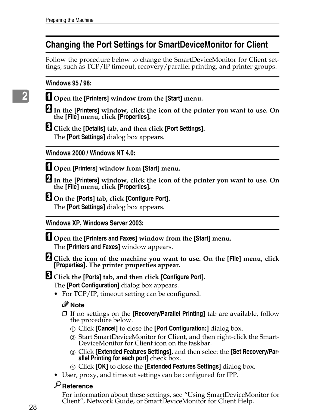 Ricoh 3045 appendix Windows 2000 / Windows NT, Click Cancel to close the Port Configuration dialog box 