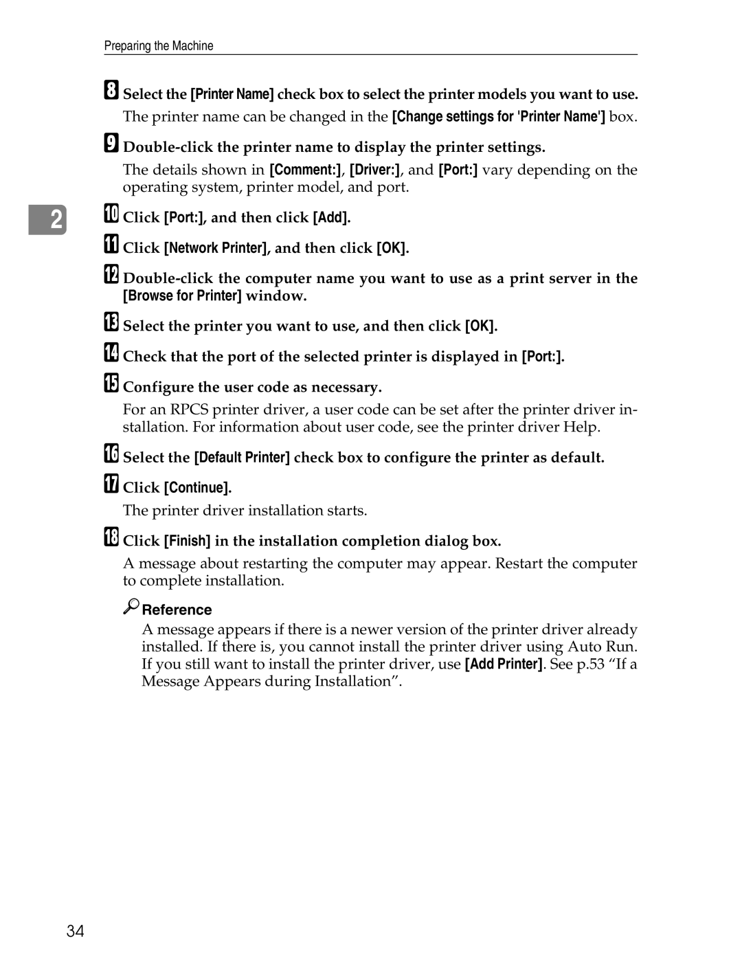 Ricoh 3045 appendix Browse for Printer window 